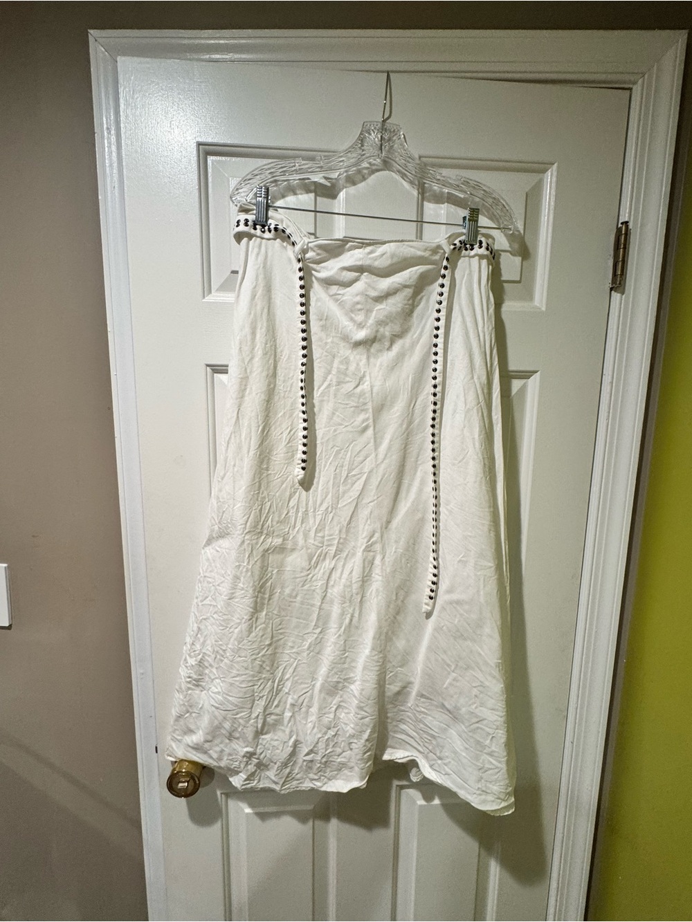 Women's White Maxi Skirt with Drawstring Detail